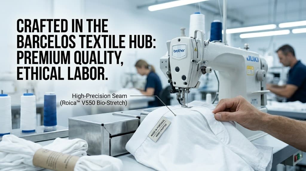 High-precision seam at the Barcelos textile hub, Portugal